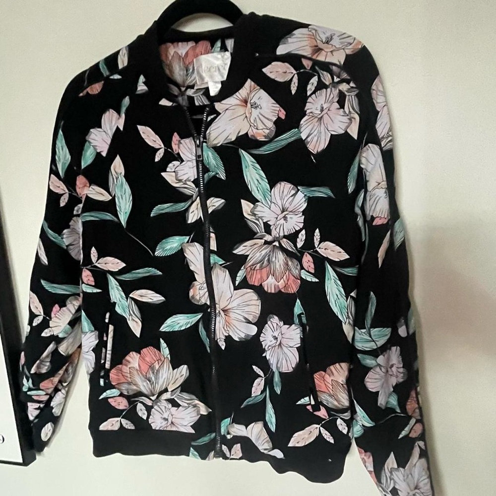Decree black and pink floral silky bomber jacket
